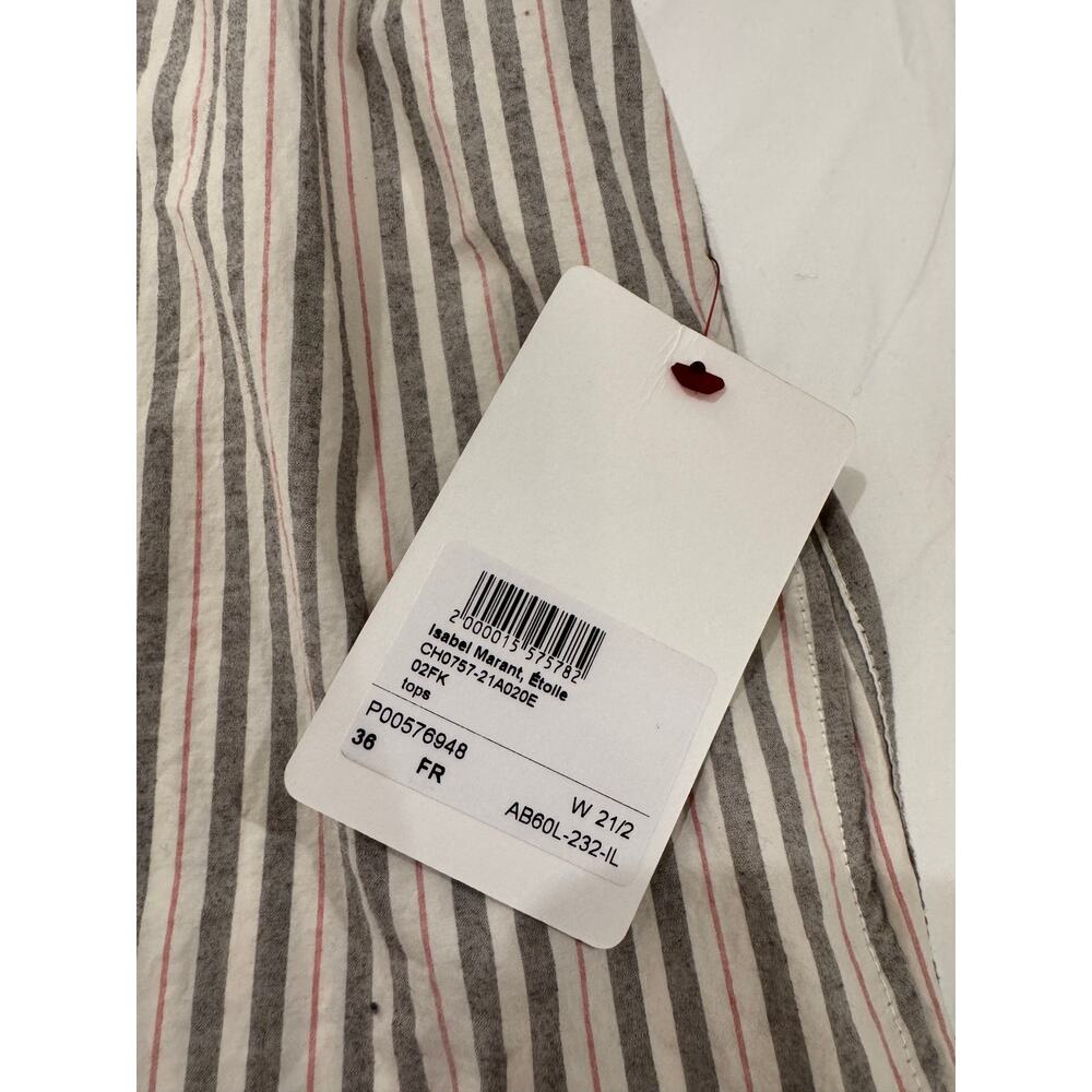 Isabel Marant Ajady Striped Button Down Shirt Women's 36 Organic Cotton Utility - Picture 10 of 16